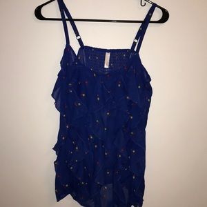 Shear Ruffled Royal Blue Tank